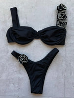 Sexy 3D Flowers Underwired Brazilian Bikini Women Swimwear Female Swimsuit Two-pieces Bikini Set Triangle Bathing Suit Swim Lady