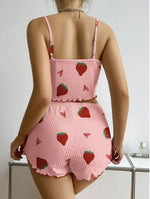 2pcs Women's Pajama Set Sexy Cute Kawaii Pajamas Women suspenders Sun-Tops Loungewear Set Shorts Y2K Lolita Heart Silk Sleepwear