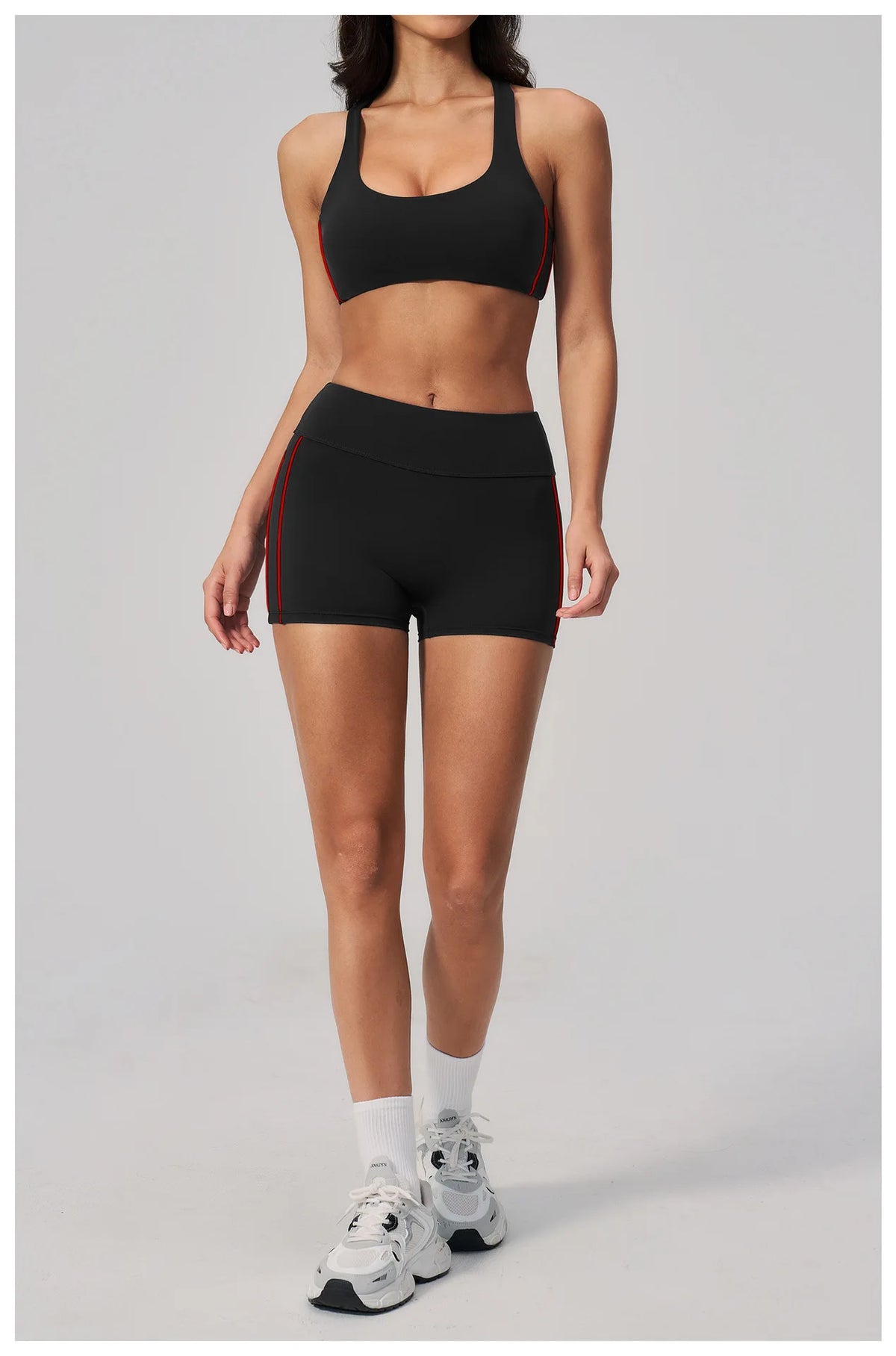 Quick Drying Shaved Tight Yoga Suit for Women Color Contrast Slim Sports Bra High Waist Shorts Running Fitness Suits Tracksuit