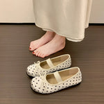 Polka Dot Women Ballet Flats Comfortable Round Toe Elastic Band Shoes Street Style Soft Sole Ladies Eelgant Wedding Dress Shoes
