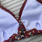 Sexy Brown Floral Print String Halter Triangle Bikini Micro Thong Swimsuits Women 2026 Swimwear Bathing Suit Bikinis Sets Mujer