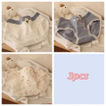 3pcs Soft Cute Floral Cotton Panties for Girls School Style Lace Trim Antibacterial Crotch Triangle Briefs Sweet Underwear