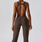 Jumpsuit Fitting Yoga Suit Dance Women Bodysuit Workout Sports Fitness Set Hip Lifting Gym Running Breathable Vest Flared Pants