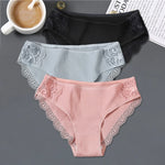 3Pcs/set Women's Cotton Panties M-2XL Women Patchwork Lace Underwear Sexy Low Waist Briefs Ladies Comfortable Underpants 2022