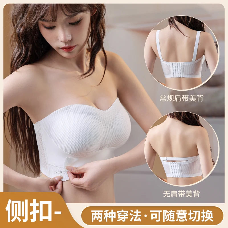 Wireless Wedding Brassiere Push Up Bras Lingerie Sexy Bralette Strapless Bras Invisible Tube Tops Seamless Breathable Bras M-6XL