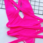 Sexy Wrap Around Bandage Women Swimwear One Piece Swimsuit Female Bather Deep V Neck Bathing Suit Swim Backless Monokini V1639C