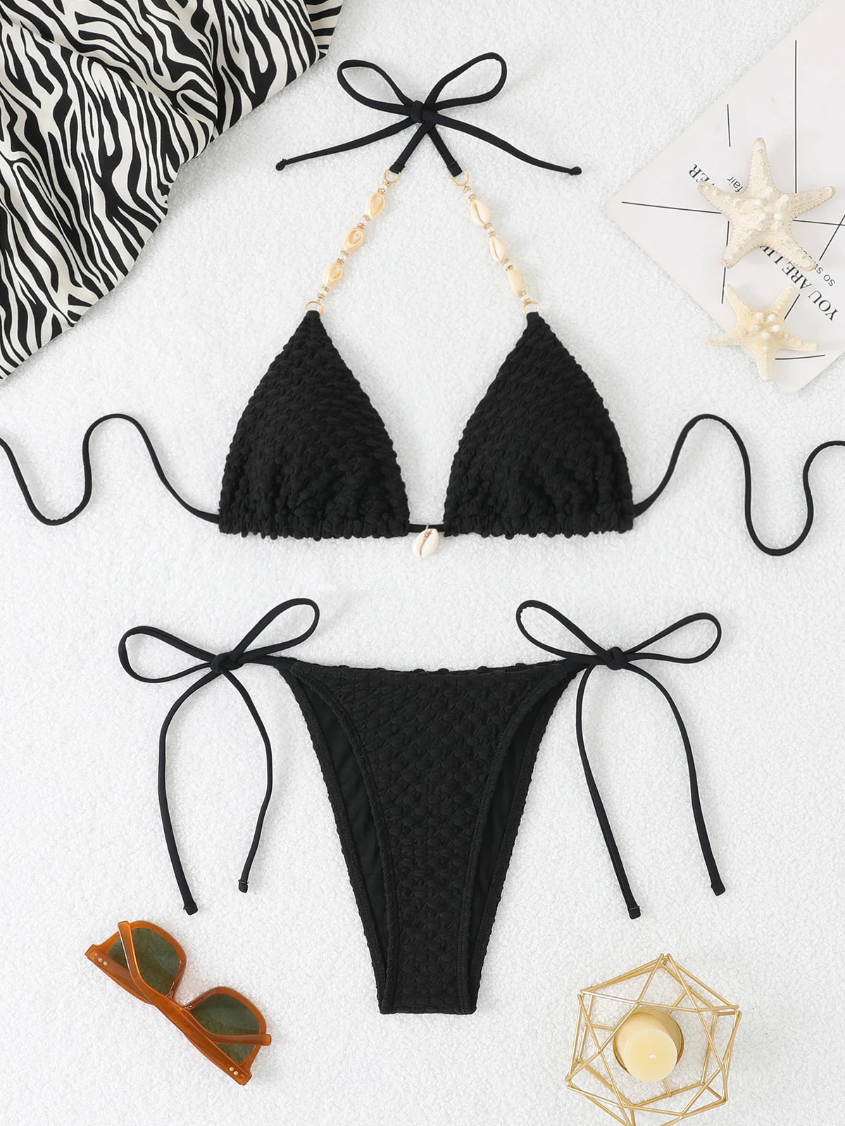 2026 Halter String Triangle Bikini Women Sexy Swimwear Female Mesh Swimsuit Solid Bathers Bathing Swimming Swim Suit Beachwear