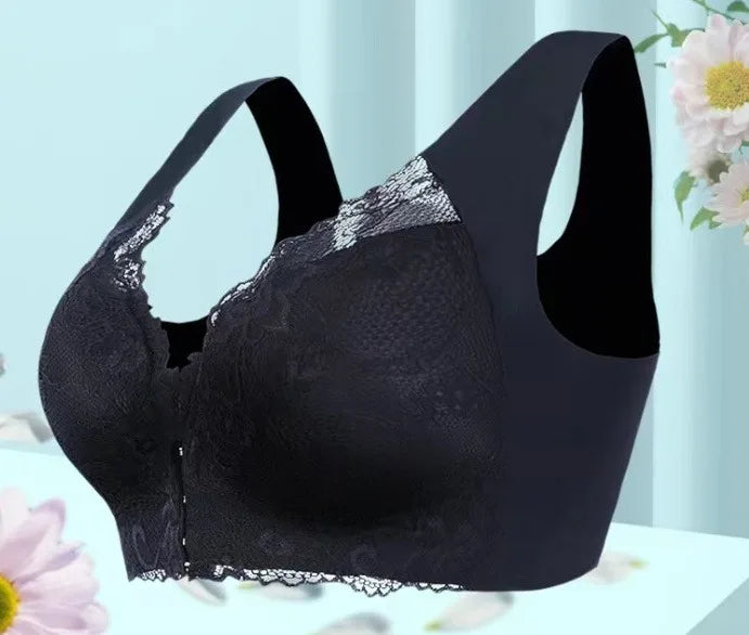 5 Pack Sexy Deep V Wireless Push-Up Lace Bras Front Closure Everyday Lingerie with Non-Removable Padding T-shirt Bras