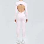 Padded Women Long Sleeve Sport Yoga Jumpsuit Workout Clothes for Women Sportwear Backless Zipper Fitness Gym Outfit
