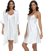 Women's Luxury Silk Pajamas Set Long Sleeve Robe Comfortable Loose Slip Skirt Women's Pajamas Two Piece Set