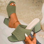 Plus-size Women's Kitten Heel Sandals and Slippers Summer New Flying Weave Fashion Flip-flops