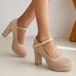 2026 Plus Size 33-45 Elegant Nude Ankle-strap Pumps Office Lady Classic Black High Heels Shoes Women Red Platform Party Shoes