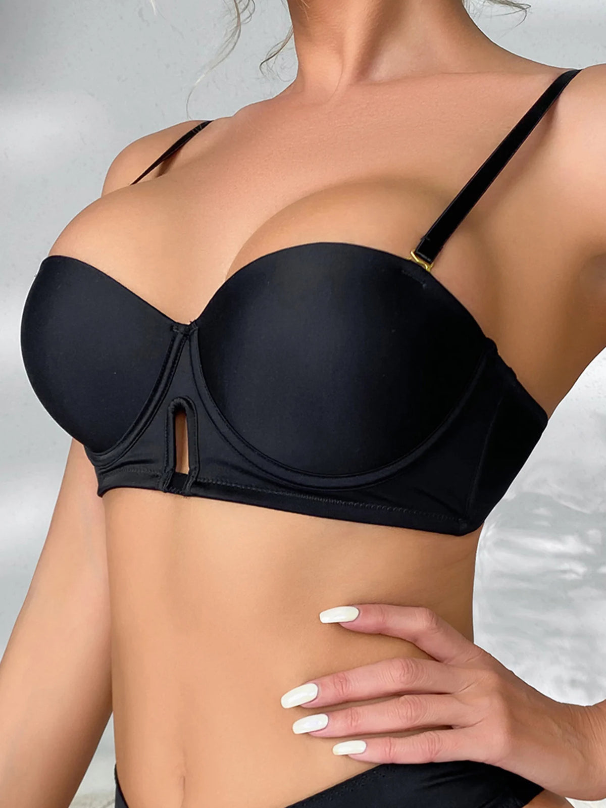 Smooth push-up soft underwire bra 1/2 cup side pull-in bra with rounded single bra