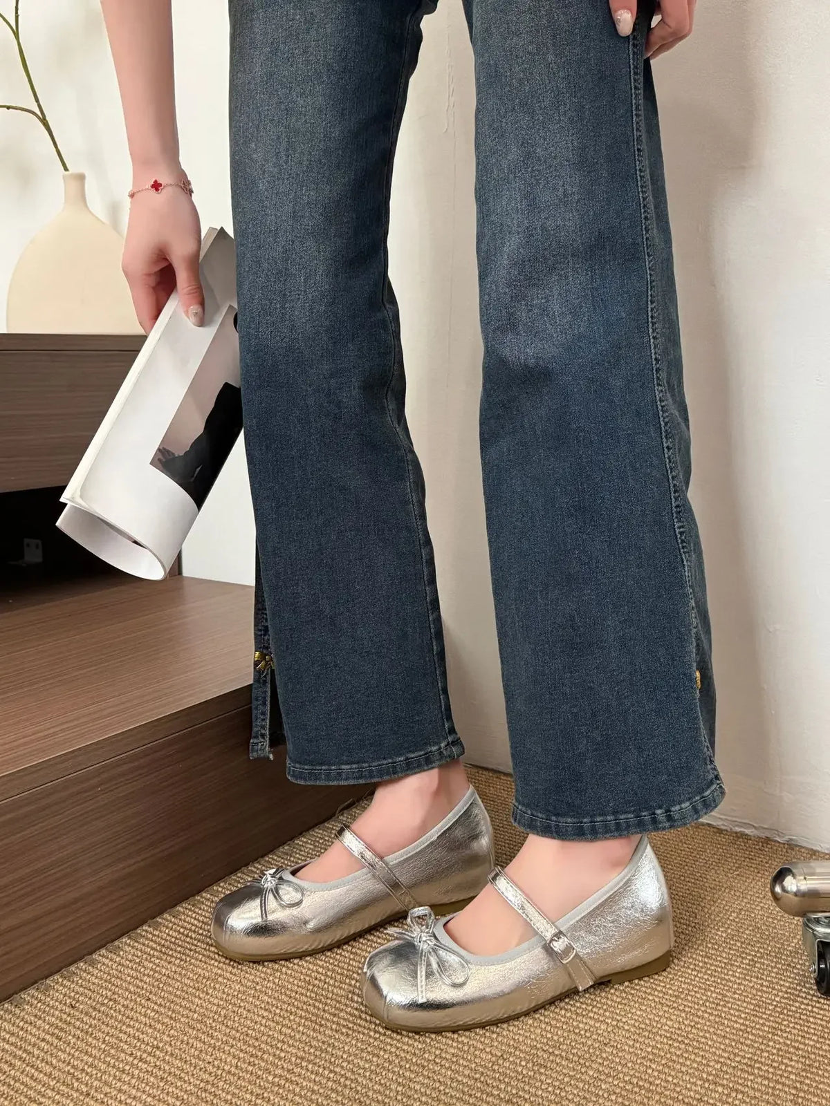 Butterfly-knot Women Ballet Mary Jane Shoes Fashion Mix Colors Internal Elevation Shoes Ladies Spring Autumn Concise Footwear