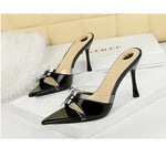 BIGTREE Shoes Women PVC Transparent Shoes for Women Sexy Pointed Open Toe Shallow Slider Slippers Ladies Sandal High Heels Mules