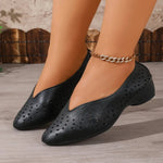 2026 New Women's Vintage Pointed-Toe Pumps - Low Cut Perforated Chunky Heel shoes, Slip-On Casual Shoes for Summer Daily Wear