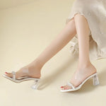 Summer 2026 New Women's High Heels Sandals Transparent Diamond Thick Bottom Fairy Style Sexy Crystal Thick Heel Slippers