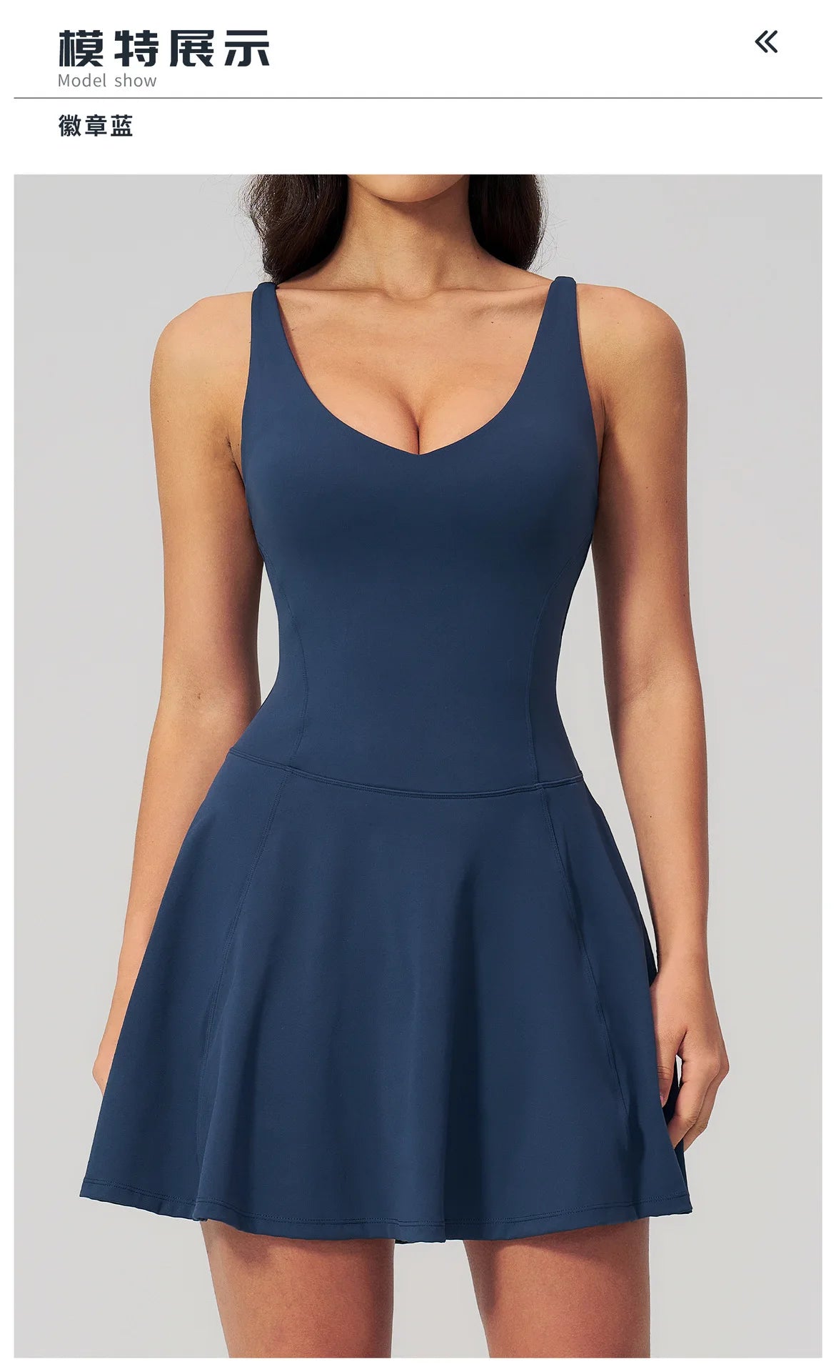 Bodycon Tennis Dress with Shorts Pocket Women Speed Dry Sleeveless V Neck One Piece Sport Outfit Short Dress Fitness Yoga Set