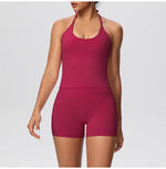 New 2Pcs Yoga Sets Naked Feel Women Workout Fitness Gym Clothes High Waist Yoga Shorts And Sports Bra Impact Shorts Workout Sets