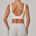 Running Sports Bra Women High Support Open Back Yoga Breathable Slim Fit Fitness Pilates Tank Top With Removable Pads