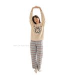 Cartoon Rabbit Jacquard Striped Pants Loose Warm Ladies Homewear Sleepwear Loungewear Women Korean Style Cute Soft Pajama Set