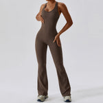 Jumpsuit Fitting Yoga Suit Dance Women Bodysuit Workout Sports Fitness Set Hip Lifting Gym Running Breathable Vest Flared Pants