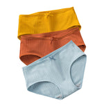 3Pcs/Set Cotton Panties Low Waist Briefs Solid Color Lingerie Women Underpants Comfy Breathable Underwear Intimates