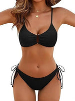 2026 Multicolor Textured Adjustable Tie Side Push Up Sexy Bikini Padded Swimwear For Women Beach Bathing Suit