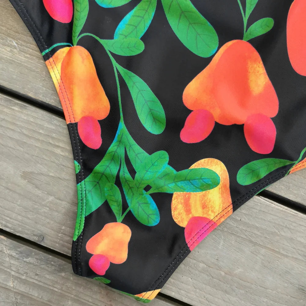 Striped Women One Piece Swimsuit High Quality Swimwear Printed Push Up Monokini Summer Bathing Suit Tropical Bodysuit Female