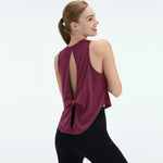 STOUREG New Women's Hollowed Out Dovetail Tank Top Yoga Wear, Outdoor Running Sports Fitness Tank Tops,Gym Shirt