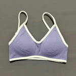 Contrastline Bra Women Backless Knitted Sports Bra Solid Color Gym Fitness Top With Chest Cushion Sexy Suspender Yoga Sports Bra