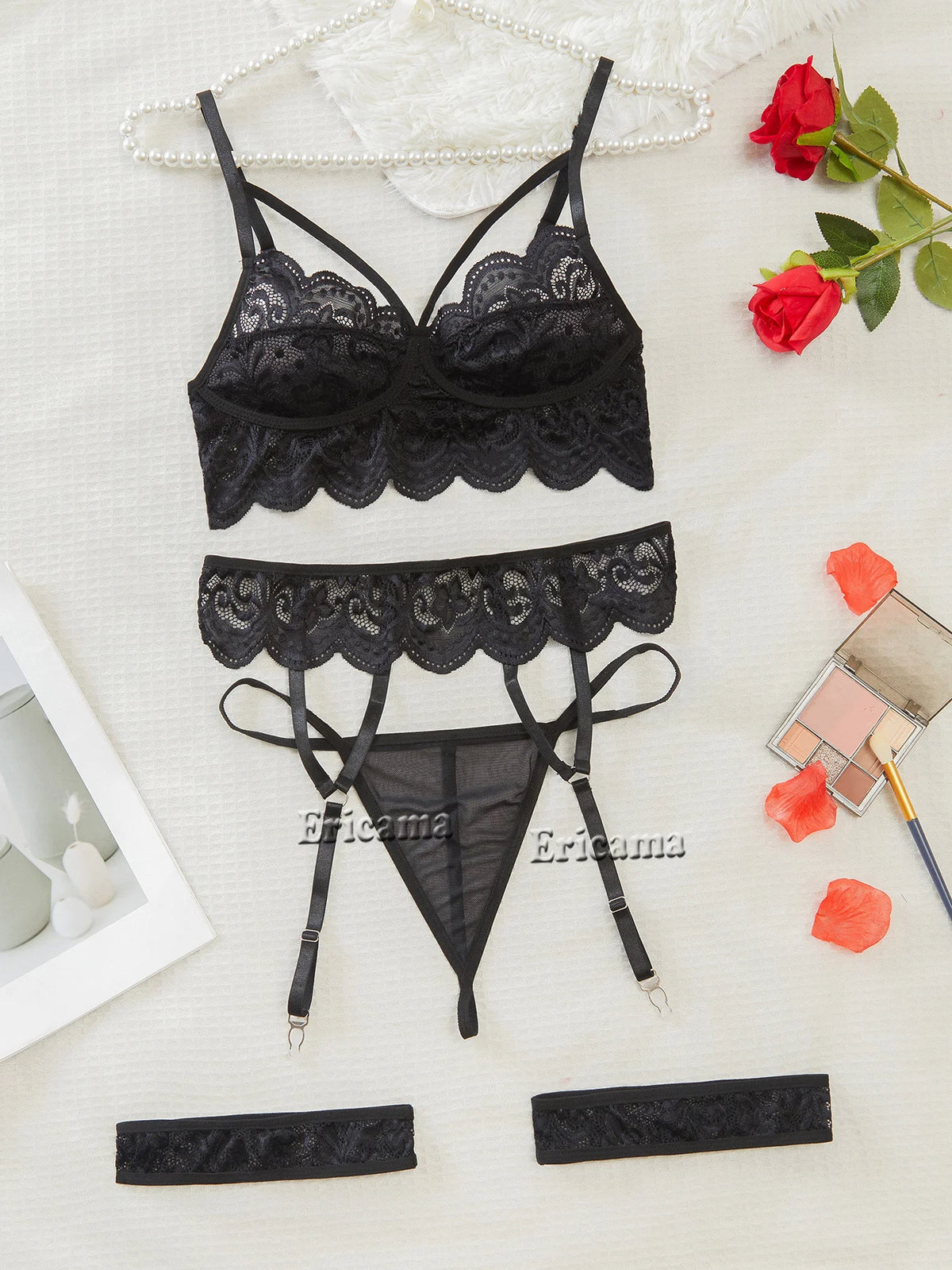Sexy Lingerie Woman Lace Transparent Underwear Fairy Brief Sets Delicate Bra Kit Push Up Breves Sets Thin Erotic Bras