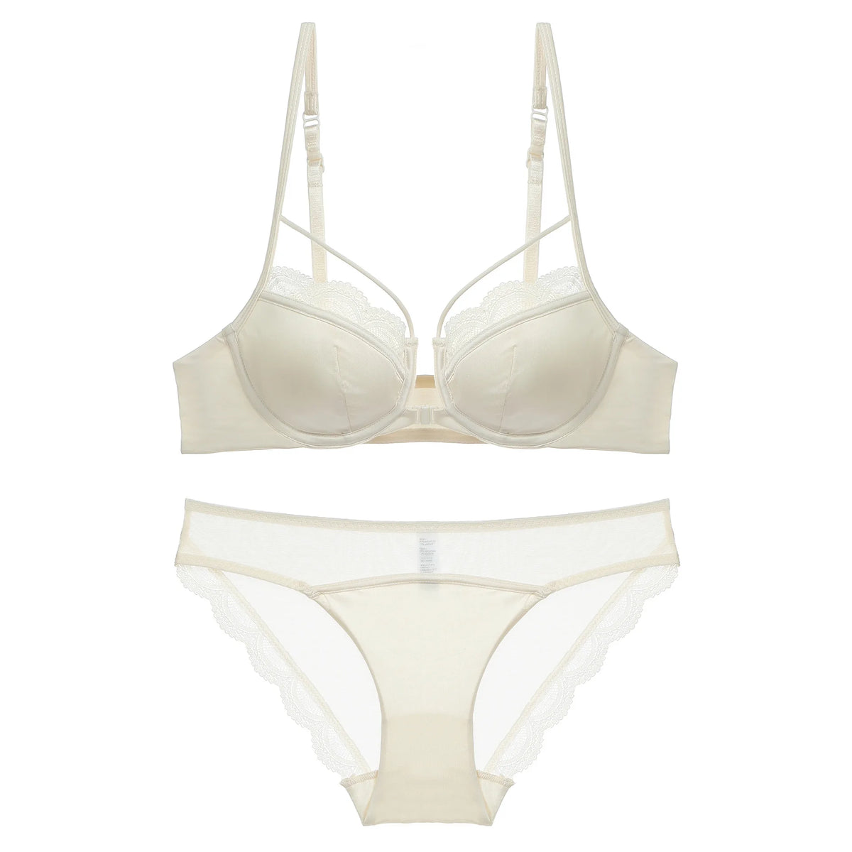 French Front Button Lace Bra Set for Women Sexy Spaghetti Strap Thin Push Up Bra Breast Collection Smooth Brief Sets Lingerie