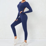 Women's Seamless Yoga Jumpsuits Backless Sexy Long-Sleeved One-Piece Butt-Lifting Gym Nude Feel Workout Gym Training Bodysuits