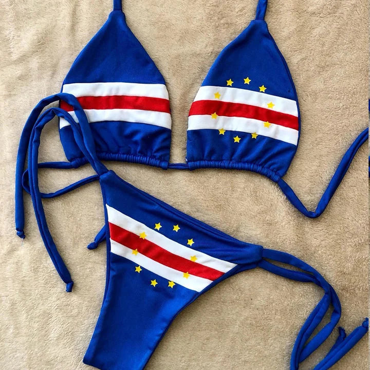 Y2k style bikini set retro 2000s swimsuit dopamine color matching two-piece swimsuit beach wear swimsuit sexy female emo girl