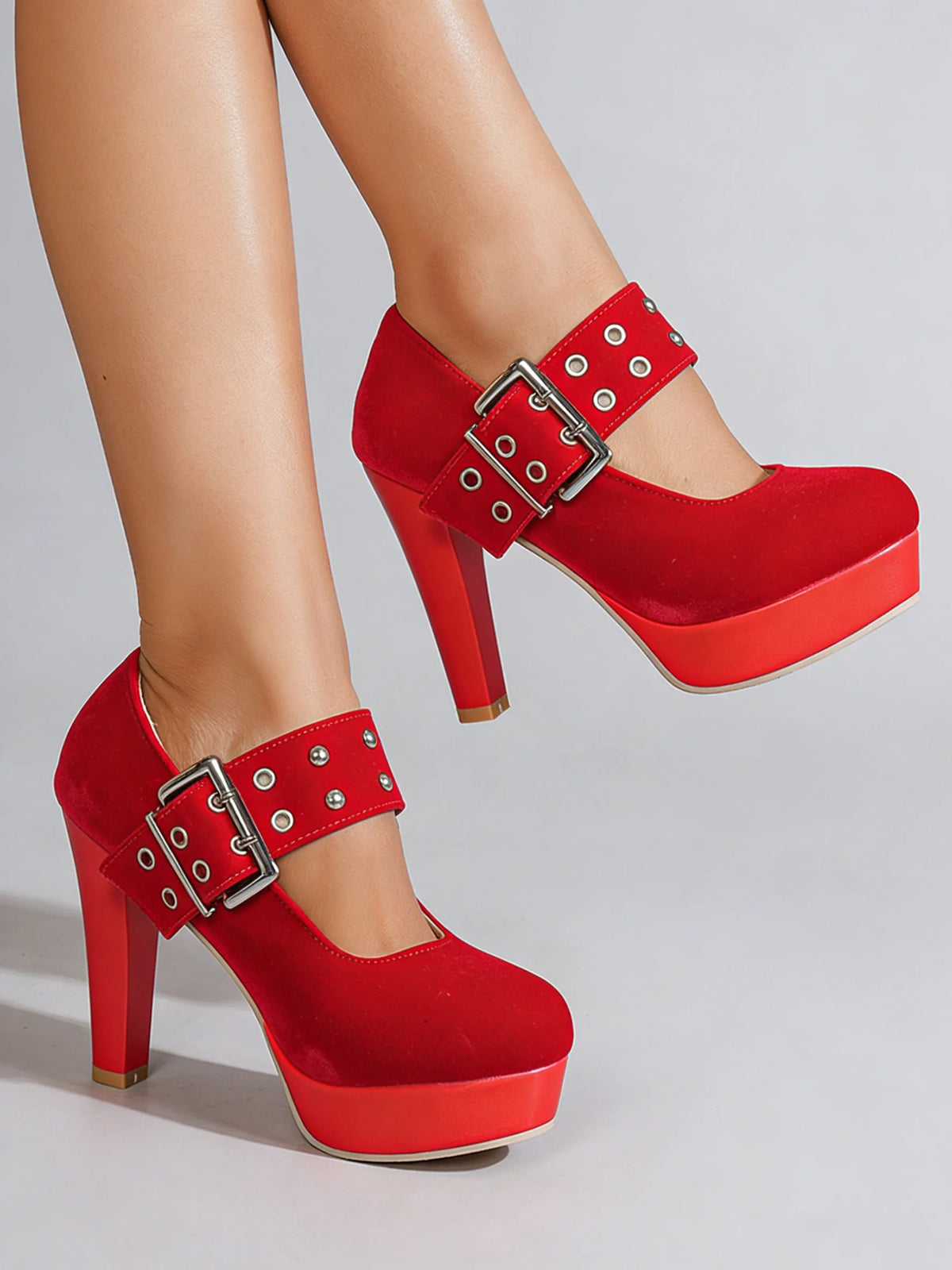 2026 Big Size 33-43 Retro Black Office Lady Buckle Strap Mary Janes Platform Pumps Elegant Red 10.5cm High Heels Shoes Women