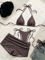 With Shorts Polka Dot Halter Mini Micro Thong Bikini Female Swimsuit Women Swimwear Three-pieces Bikini Set Bathing Suit Swim