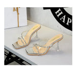 Transparent High Heels Women's Summer New Fashion Thin Heel Sandals Outdoor Wear Rhinestone Slippers Modern Minimalist Style