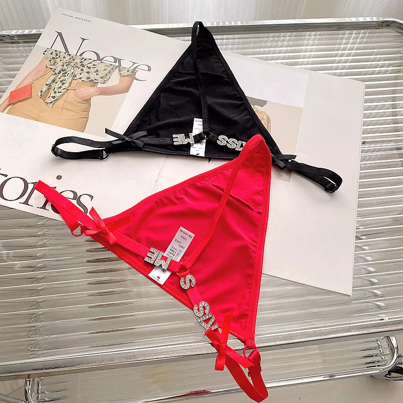 Sexy Girls Thong Women Panties Hot Metal Letter Chain G String Briefs Erotic Underwear Low Waist Female Intimates