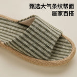 Janpanest Style Cotton Linen Slippers For Womeen Men Leisure House Shoes Striped Style Anti-slip Couples Home Breathable Slides