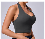 Hanging Neck Yoga Sports Bra Women Breathable Shock Proof Gym Workout Fitness Push Up Top Yoga Running Sportswear Vest Sexy Bra
