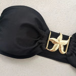 Sexy Meal Starfish Designer Bikinis Sets Women Black Push Up Buckle Mesh Skirt 3 Piece Swimsuit Beach Bathing Suit Swimwear 2025