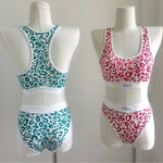 Seamless Bra Set Women Leopard Y-Shape Wireless Bra Low Waist Panties Sexy Lingerie Sport Brassiere Female Underwear Set