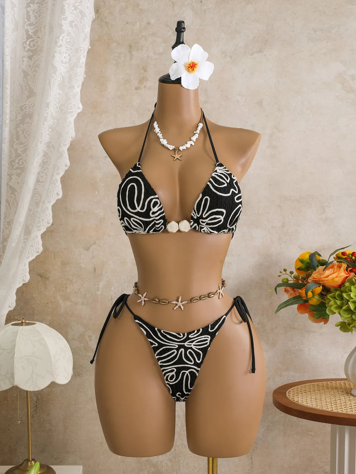 Vintage Pink Mesh Skirt 3 Piece Bikini Set Women Stone Strap Push Up Bra Triangle Swimsuit Holiday Bathing Suit Swimwear 2026