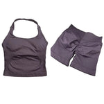 Yoga Sets Women Gym Clothes Longline Strappy Top High Waist Shorts Activewear 2 Piece Set Fitness Suit Running Workout Suits