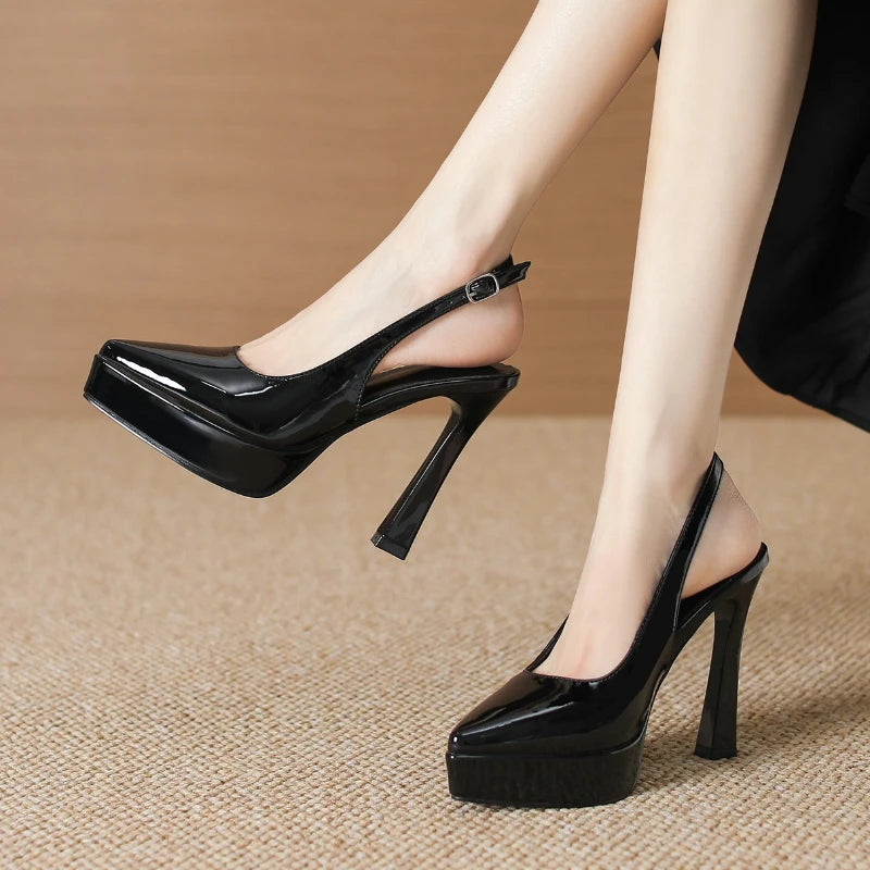 Baotou Slingbacks Sandals Women's Summer 2026 New Pointed Thin Heel High Heels for Ladies Waterproof Table Not Tired Foot Shoes