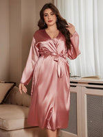 Noble And Elegant Solid Color Fashionable Nightgown Autumn And Winter Plus Size Women's Robe