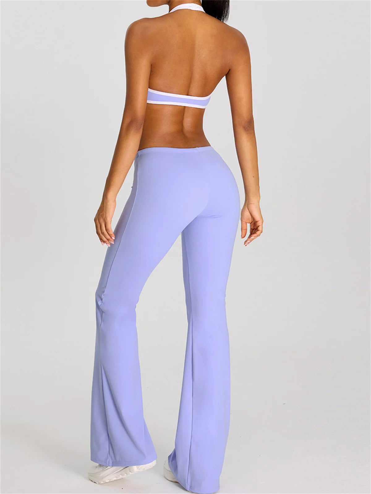 Breathable Yoga Suit for Women Color Contrast Shockproof Sports Bra Drawstring High Waist Pants Gym Running Fitness Suits
