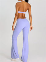 Breathable Yoga Suit for Women Color Contrast Shockproof Sports Bra Drawstring High Waist Pants Gym Running Fitness Suits
