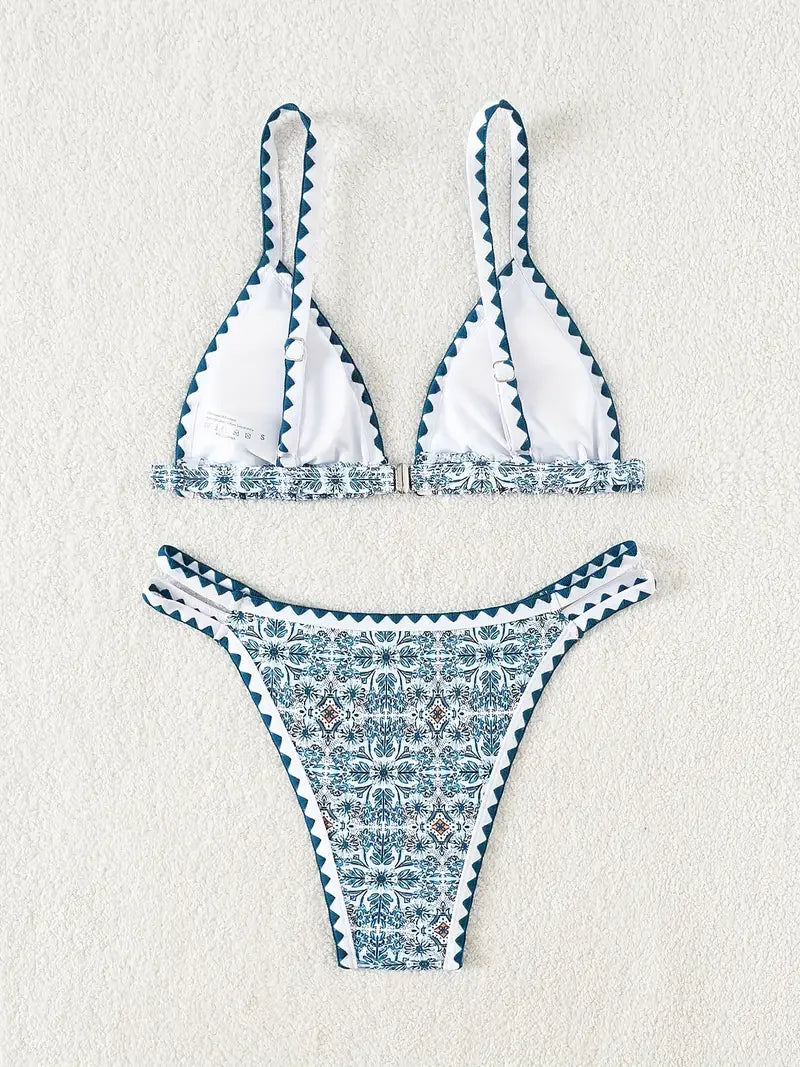 ZTVitality Sexy Push Up Floral Print Bikini Set 2025 New Arrival Padded Bra Whip Stitch Swimsuit Women's Swimwear Summer Biquini